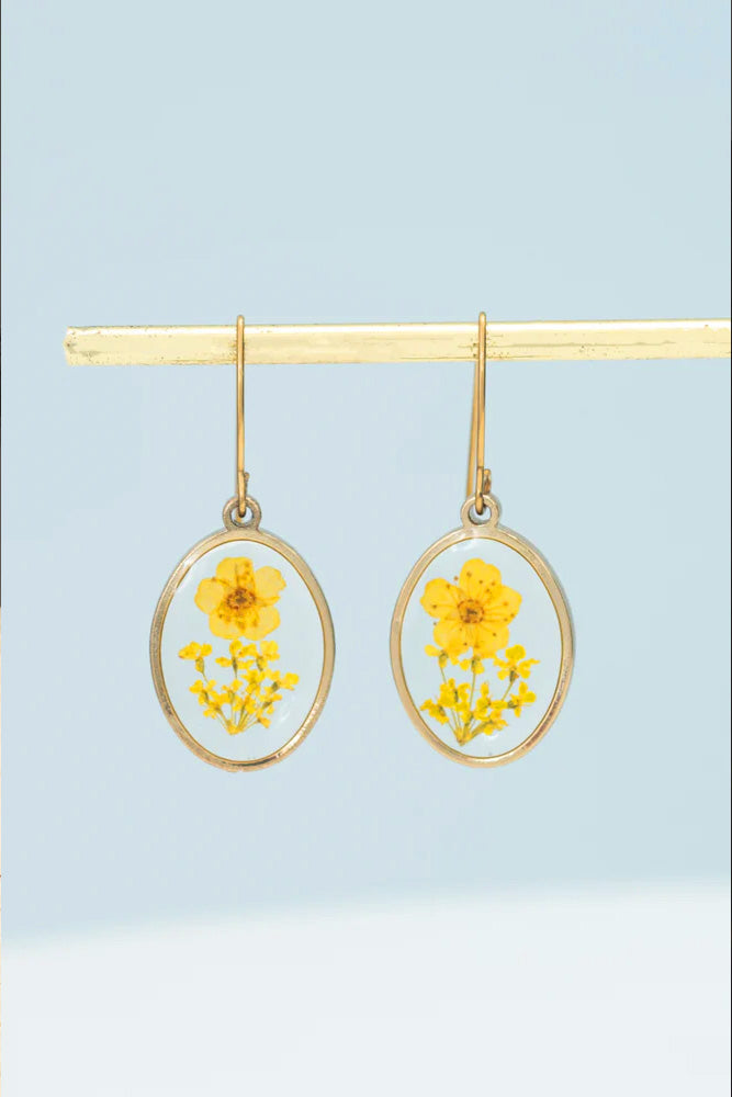 Handmade Tiny Yellow Flower Earrings