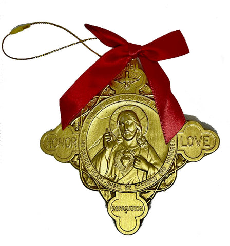 English Sacred Heart Blessing Ornament