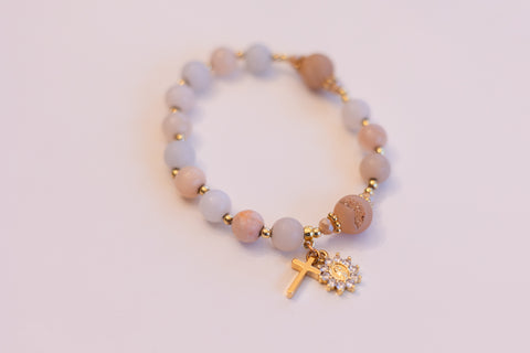 Stretch Decade Bracelet - Virgin Mary Mystical Rose