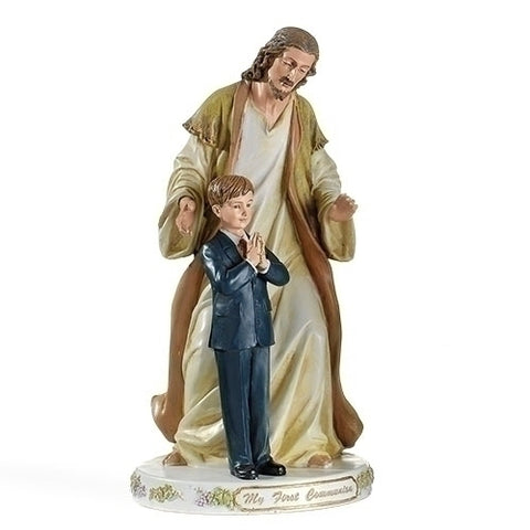 First Communion Gift for Boys Jesus Praying with Child Statue