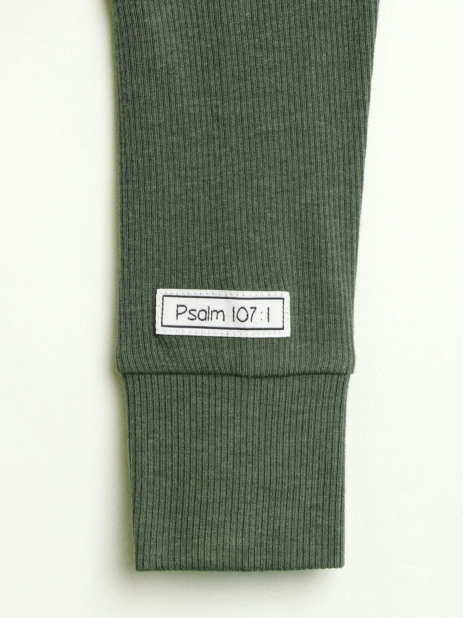 Solid Olive PJ Footless Onesie Ribbed Cotton-Bamboo Blend