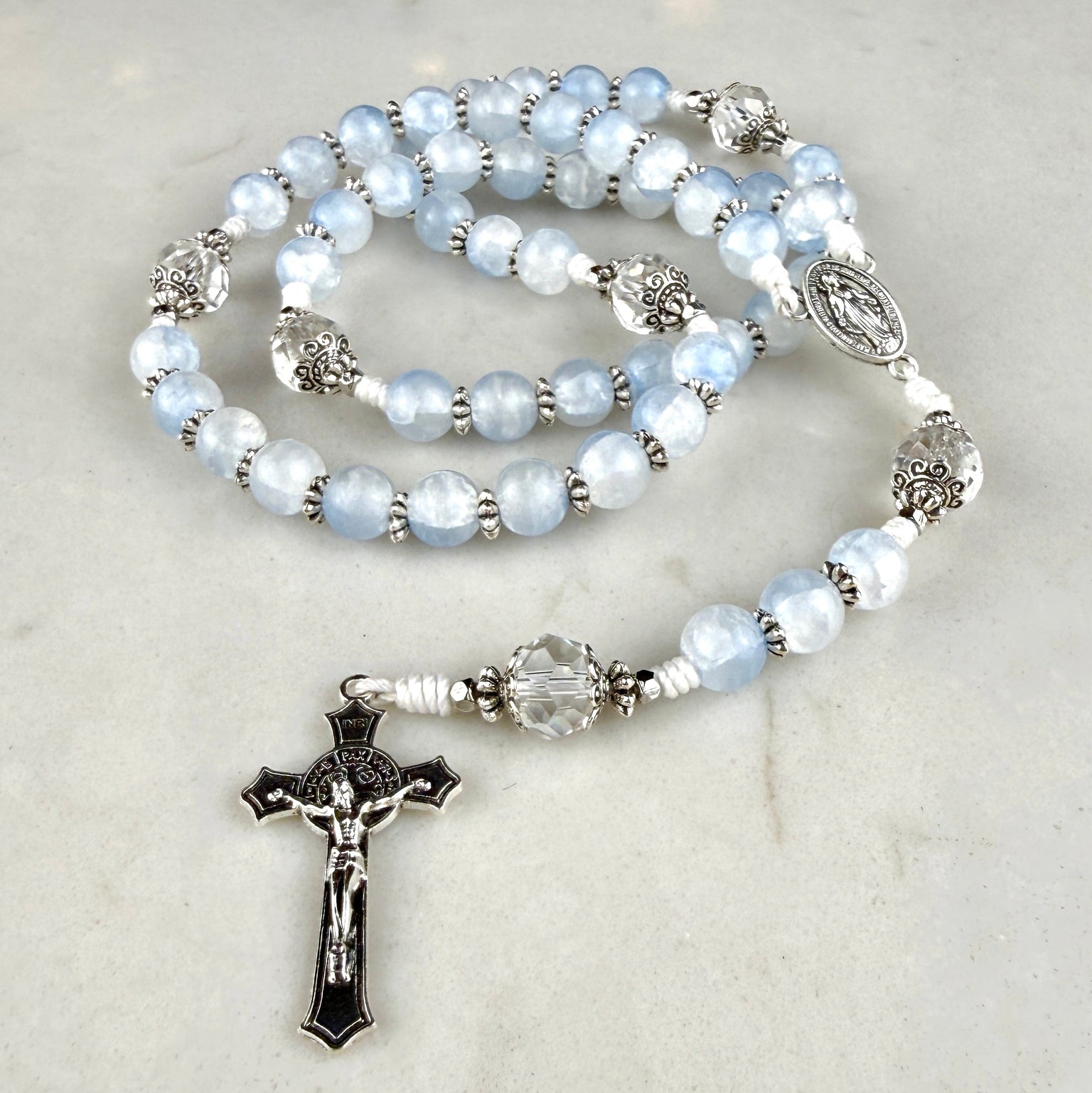 Heavenly Blue Glass Bead Rosary Bundle