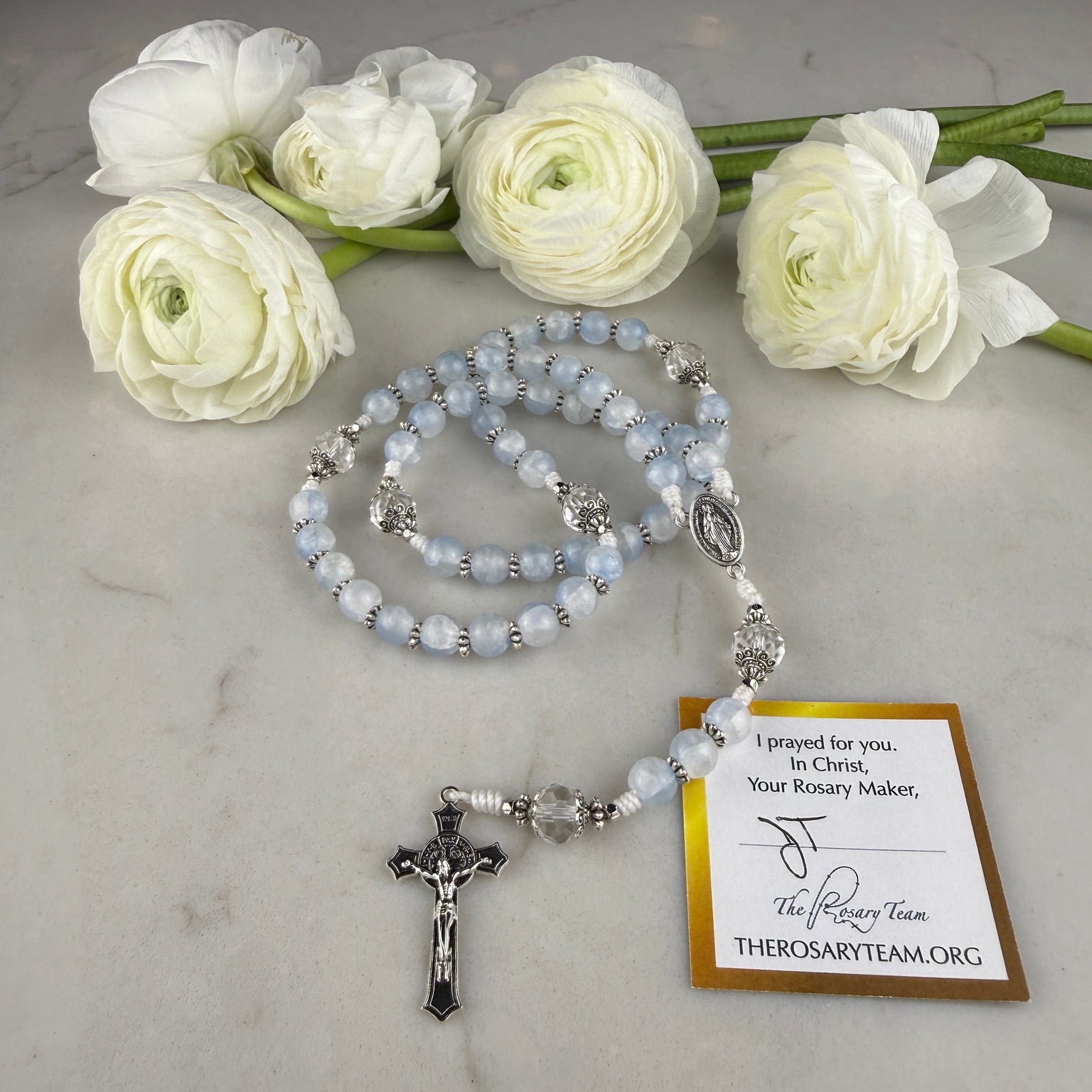 Heavenly Blue Glass Bead Rosary Bundle