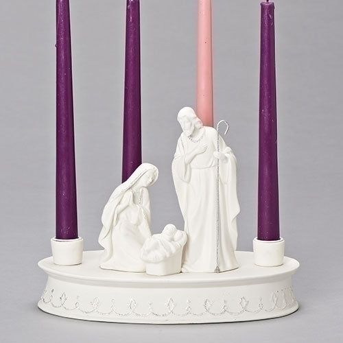 7.5"H Holy Family White Advent Candle Holder