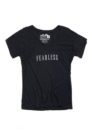 Womens Fearless Black Flowy Scoop Tee