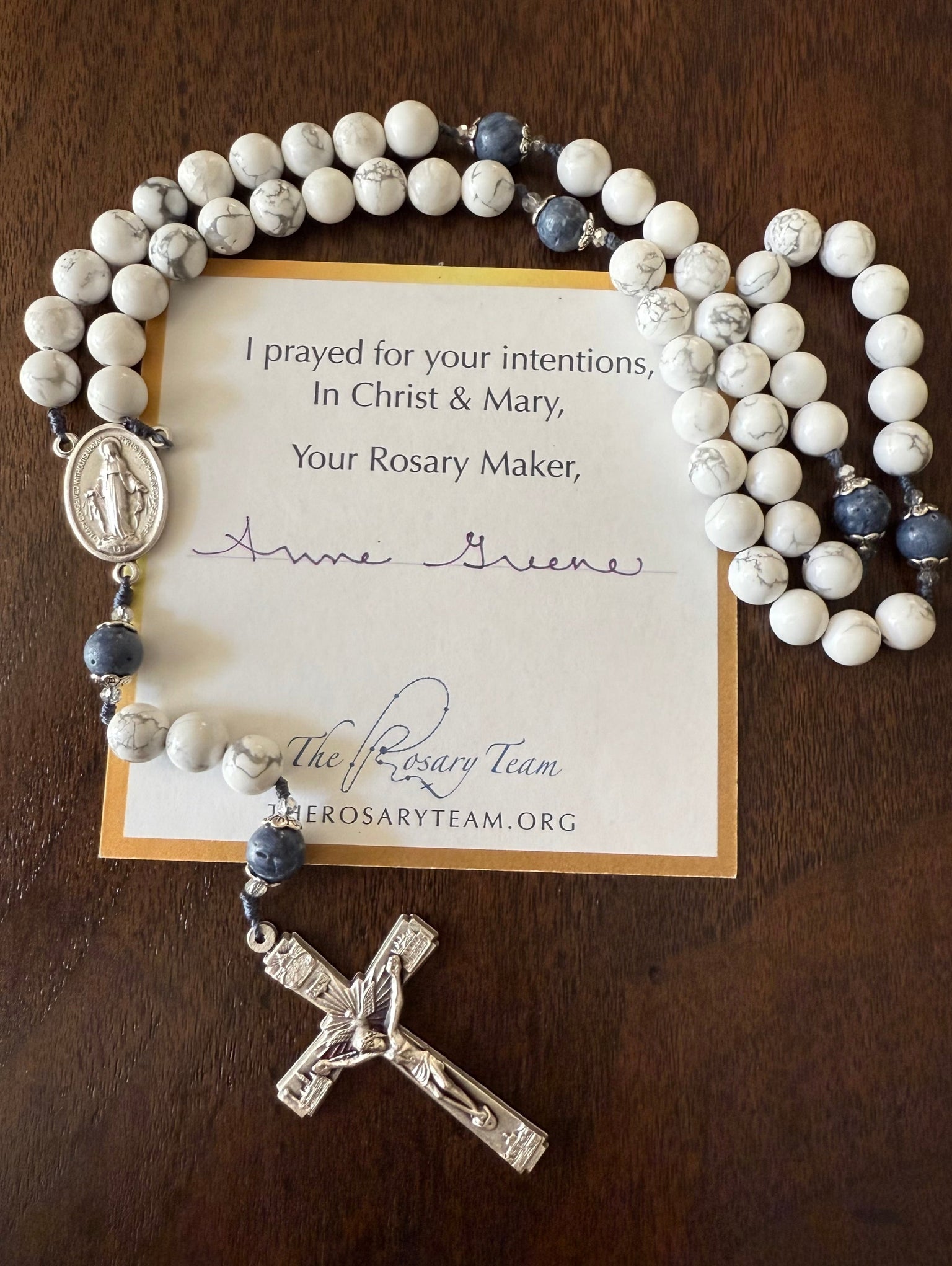 Handmade Gemstone Rosary Howlite & Blue Sponge Coral Beads Bundle