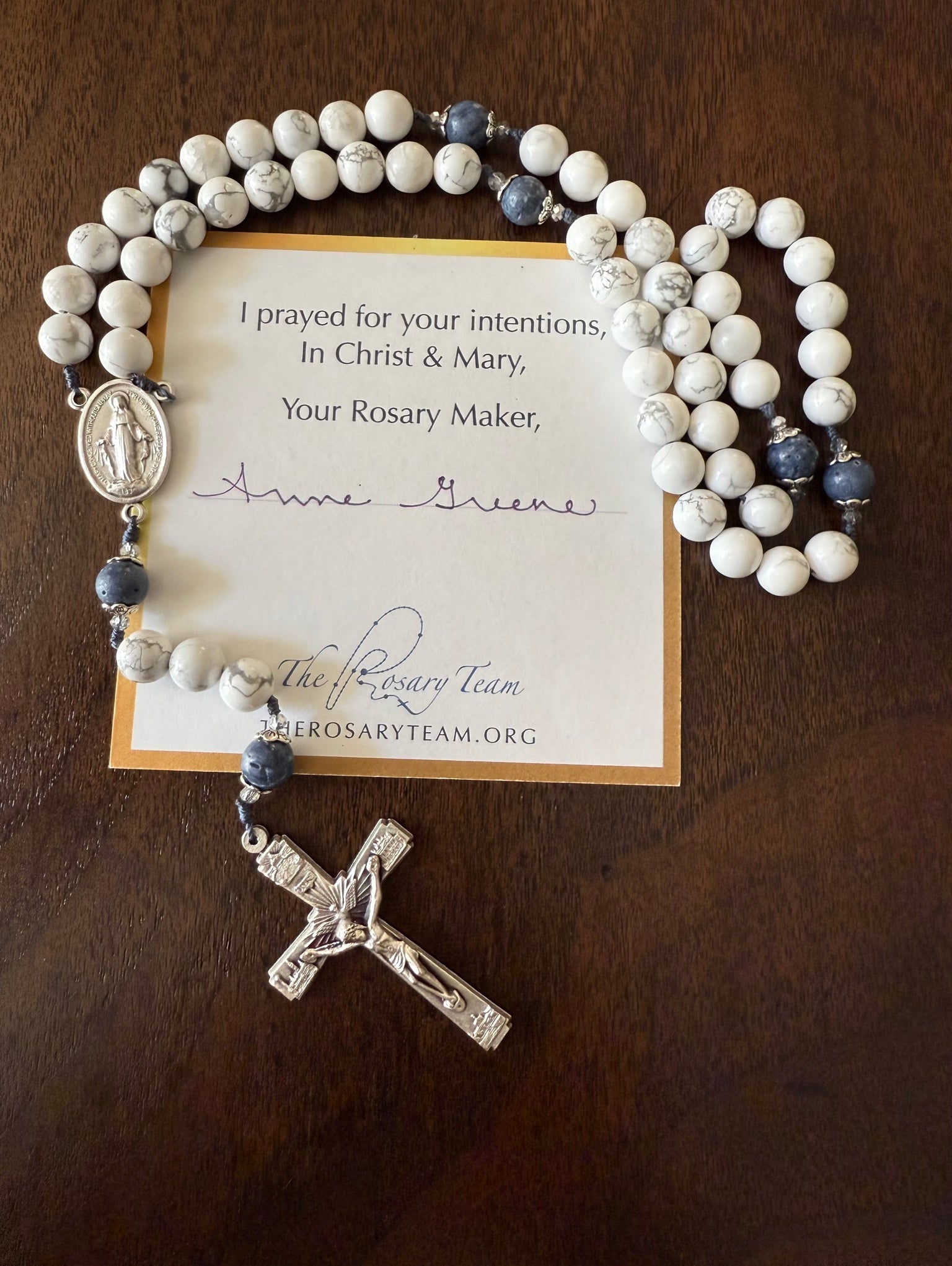Handmade Gemstone Rosary Howlite & Sponge Coral Beads