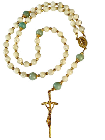 Handmade Mother of Pearl Gemstone Rosary Bundle