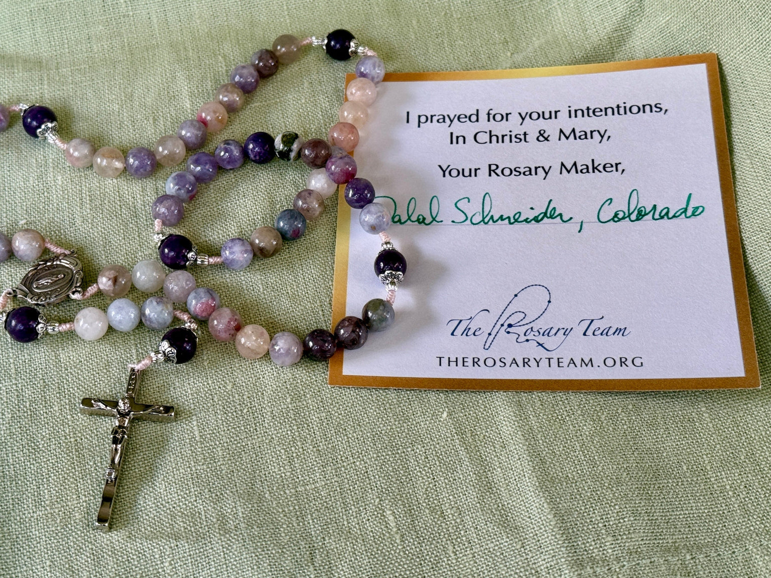 Handmade Gemstone Rosary Pink Tourmaline & Lepidolite Beads Bundle