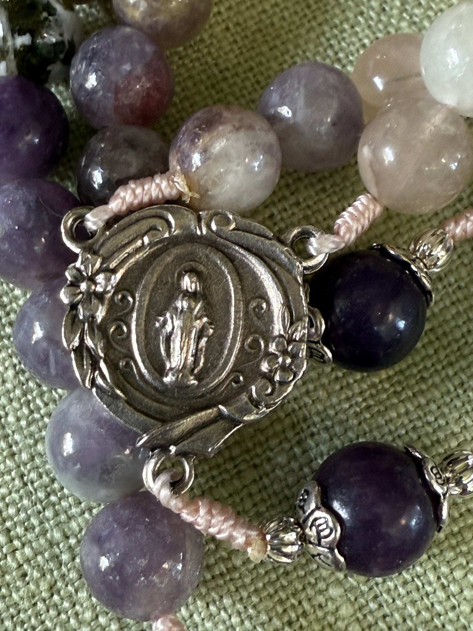 Handmade Gemstone Rosary Pink Tourmaline & Lepidolite Beads Bundle