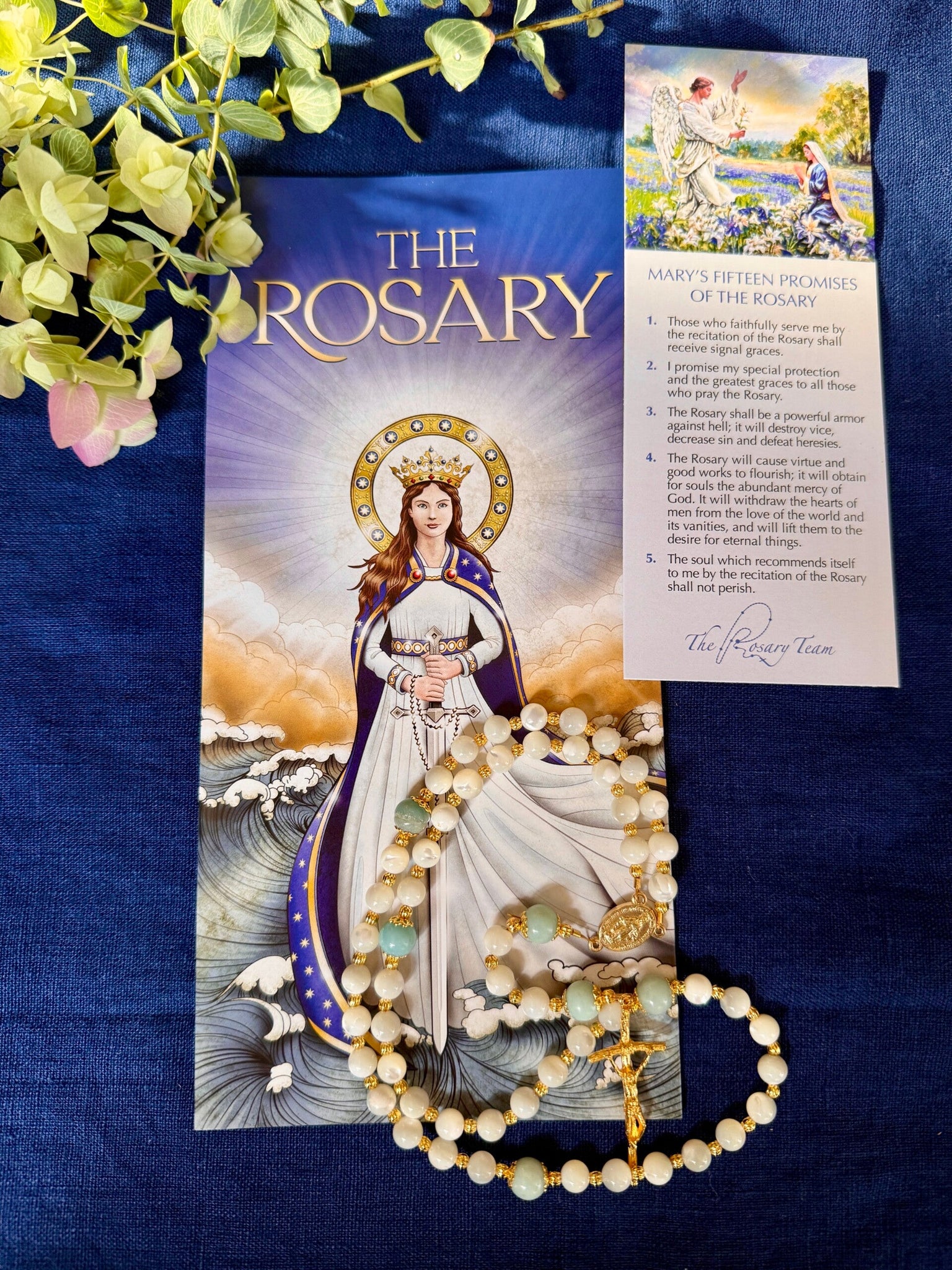 Handmade Mother of Pearl Gemstone Rosary Bundle