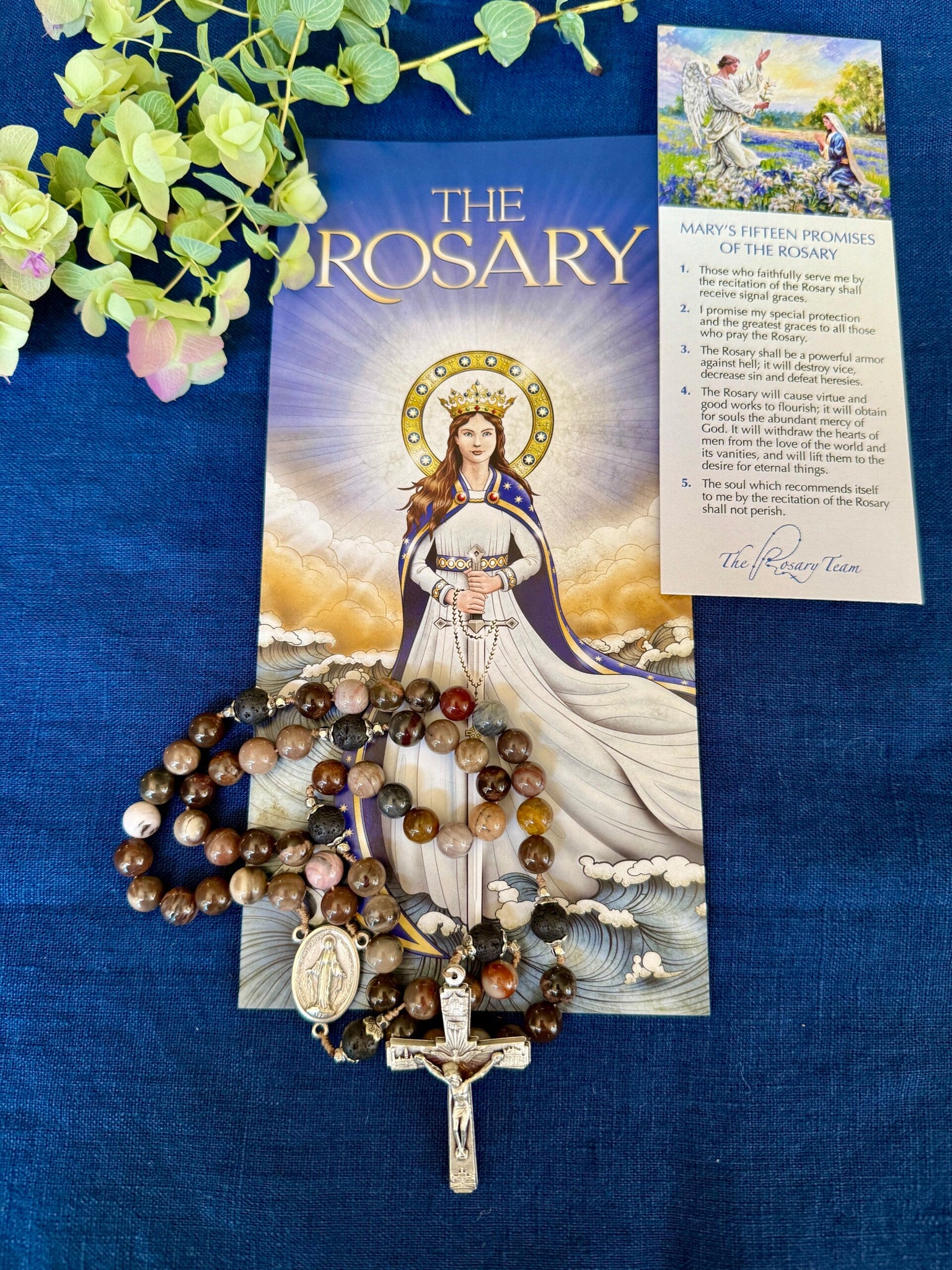 Handmade Petrified Wood & Lava Rock Rosary Bundle