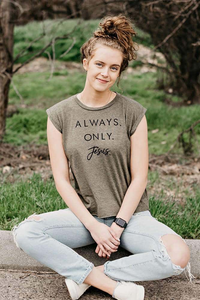 Always. Only. Jesus. Flowy Rolled Cuff Tank