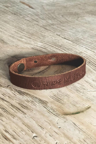 Hope In Jesus Leather Bracelet