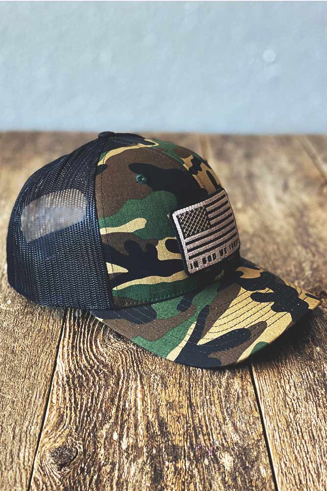 God We Trust Camo Trucker Hat