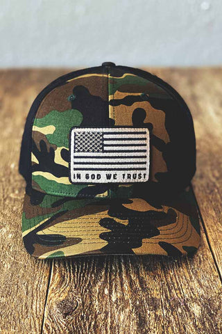 God We Trust Camo Trucker Hat