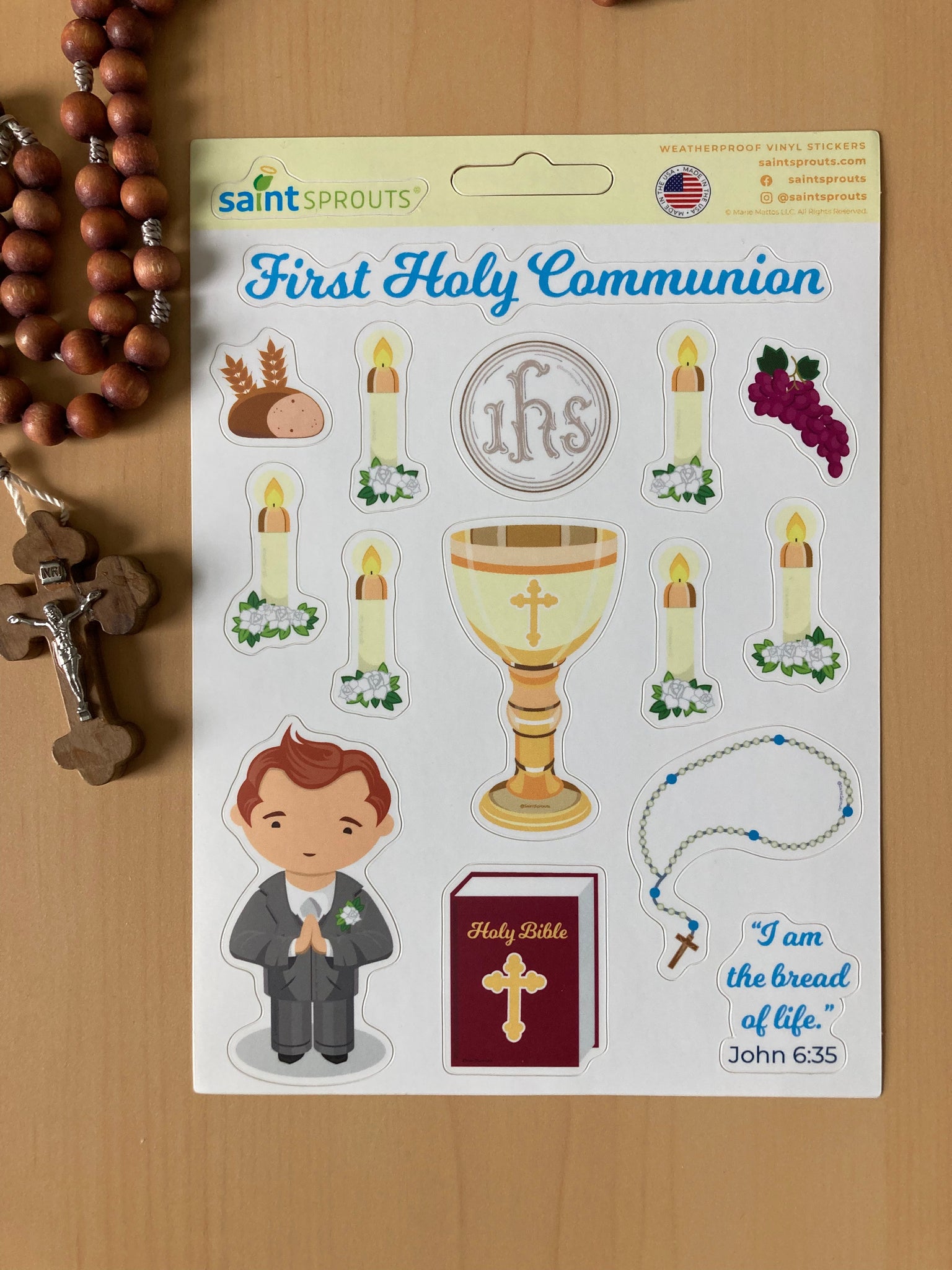 First Communion Sticker Sheet / Boy's First Holy Communion Sticker Sheet