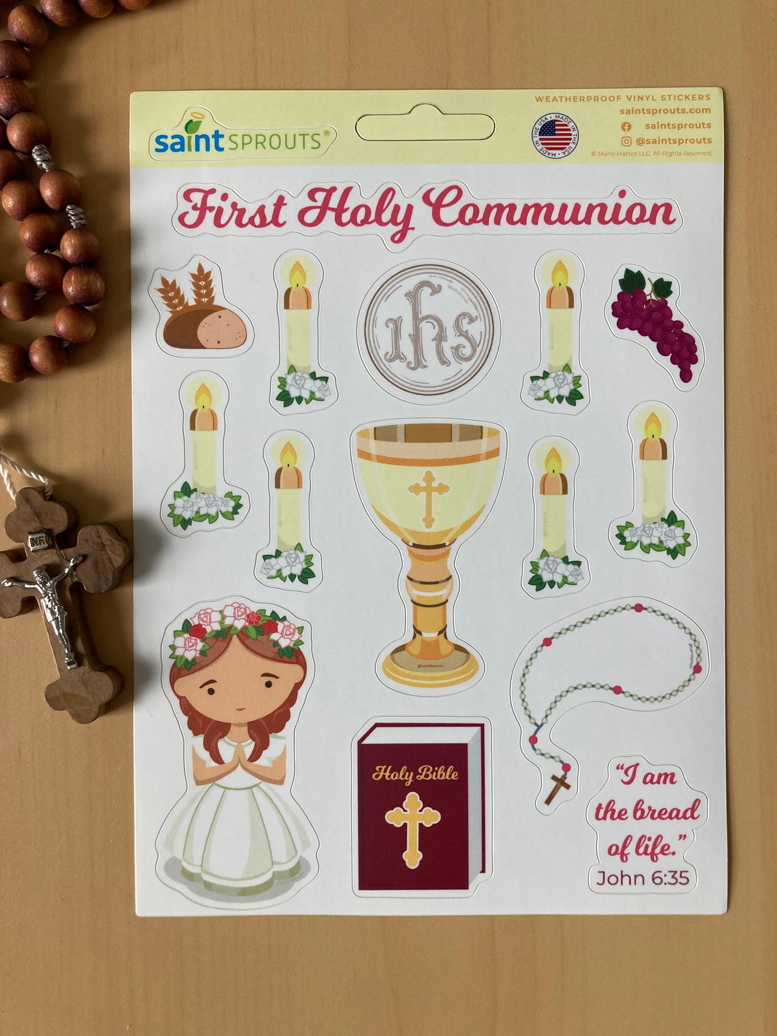 First Communion Sticker Sheet / Girl's First Holy Communion Sticker Sheet