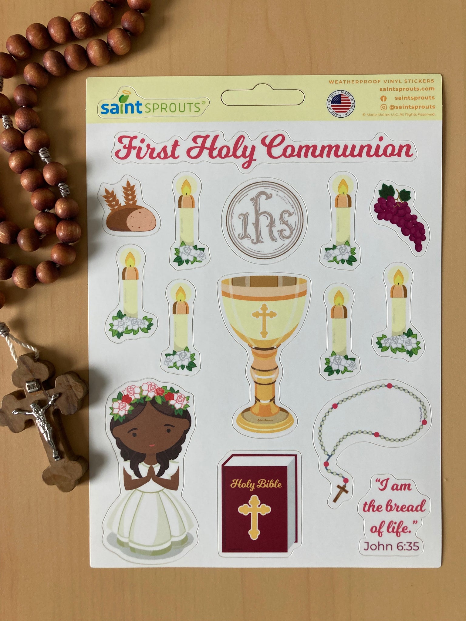 First Communion Sticker Sheet / Girl's First Holy Communion Sticker Sheet