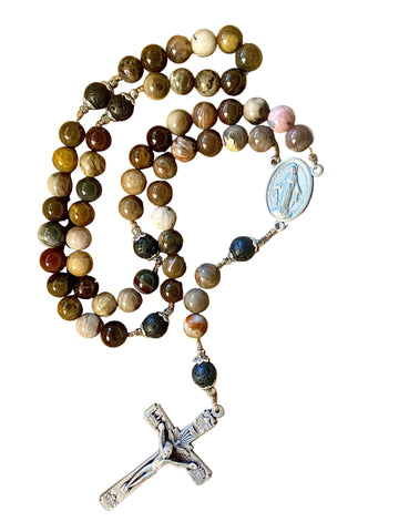 Handmade Petrified Wood & Lava Rock Rosary Bundle