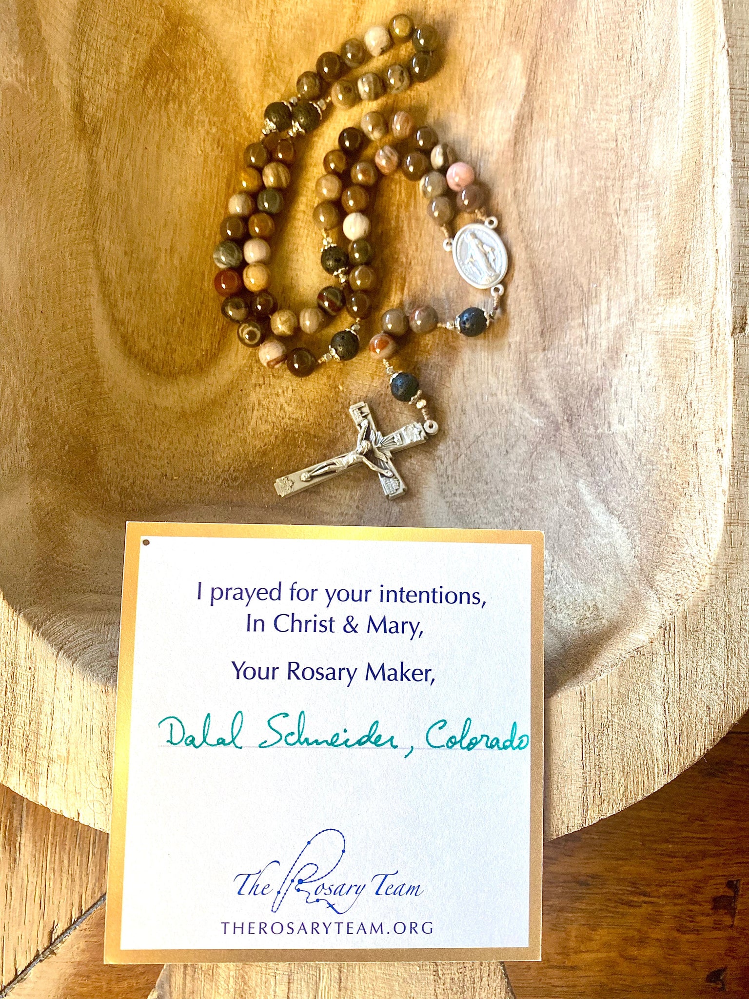 Handmade Petrified Wood & Lava Rock Rosary Bundle