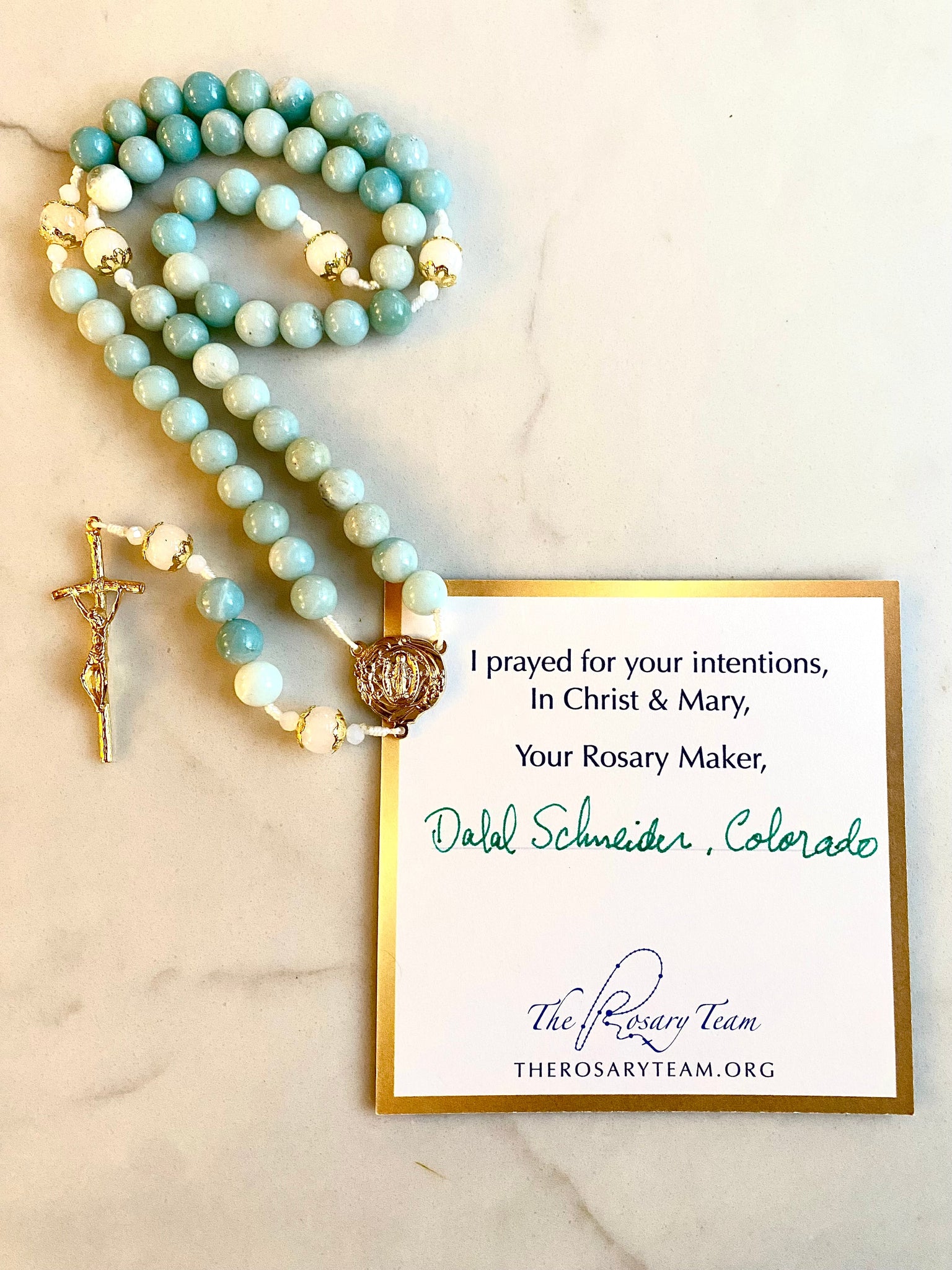 Handmade Amazonite & White Moonstone Rosary