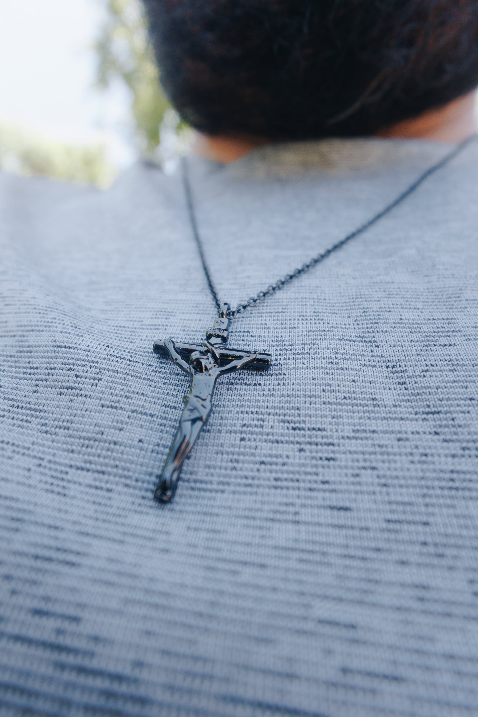Mens Black Crucifix