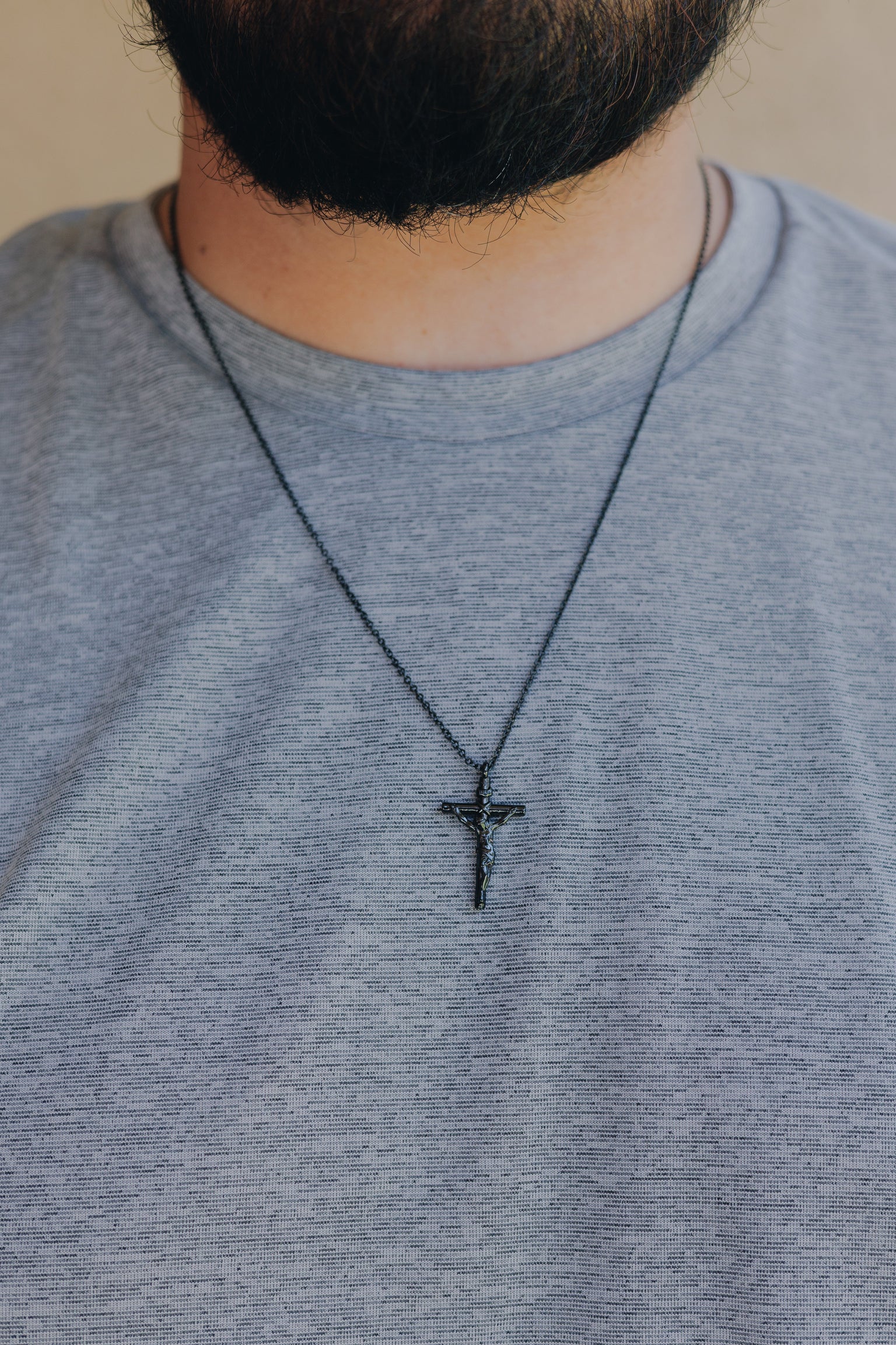 Mens Black Crucifix