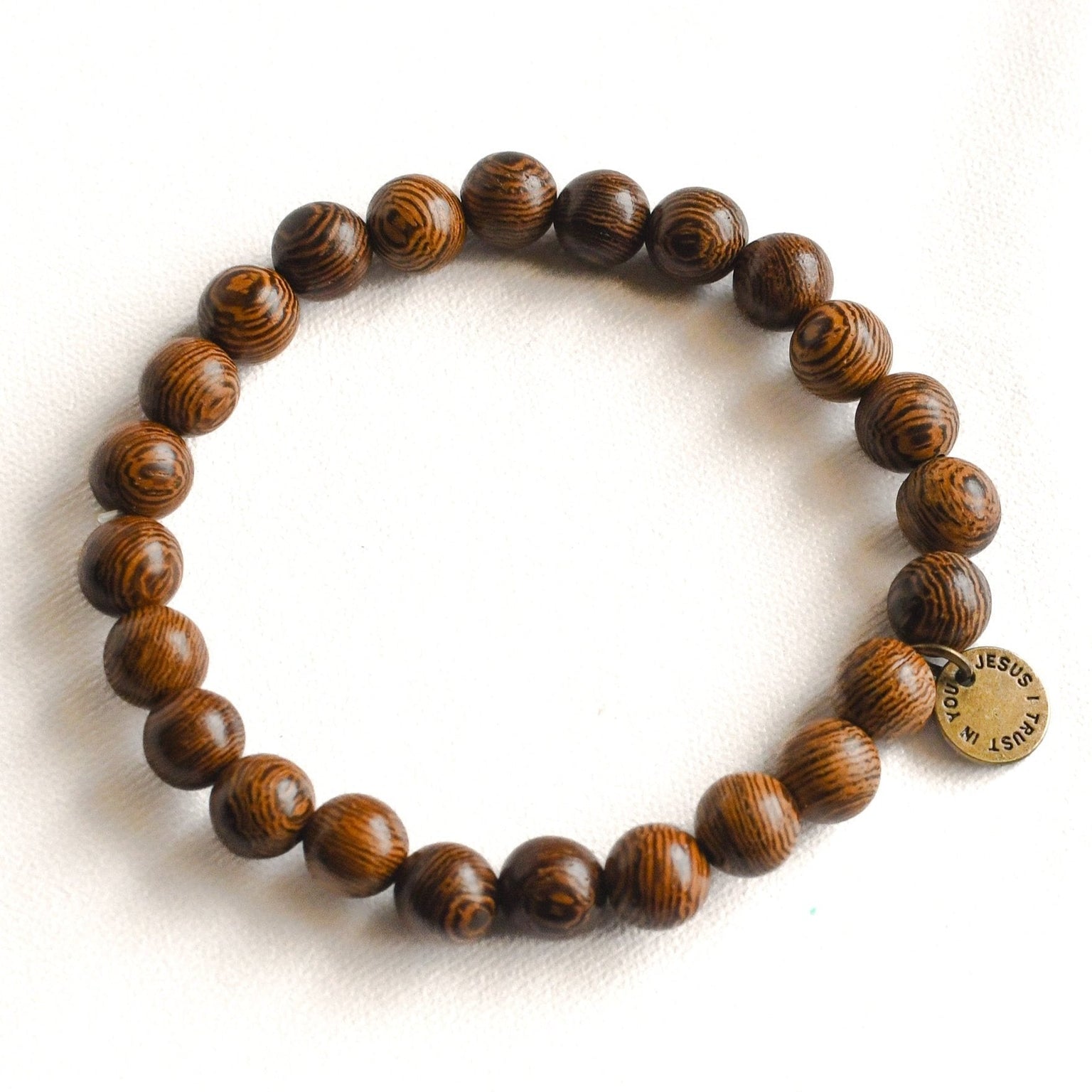 Jesus I Trust in You Wooden Bracelet