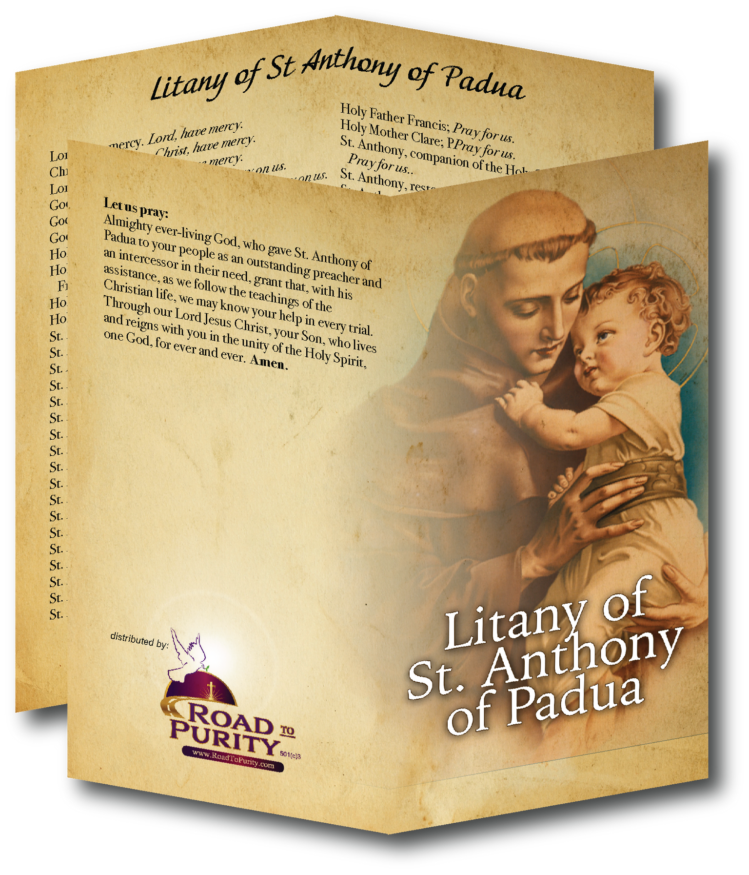 Litany of St Anthony of Padua  - Prayer Card / 3" x 6" folded (c)