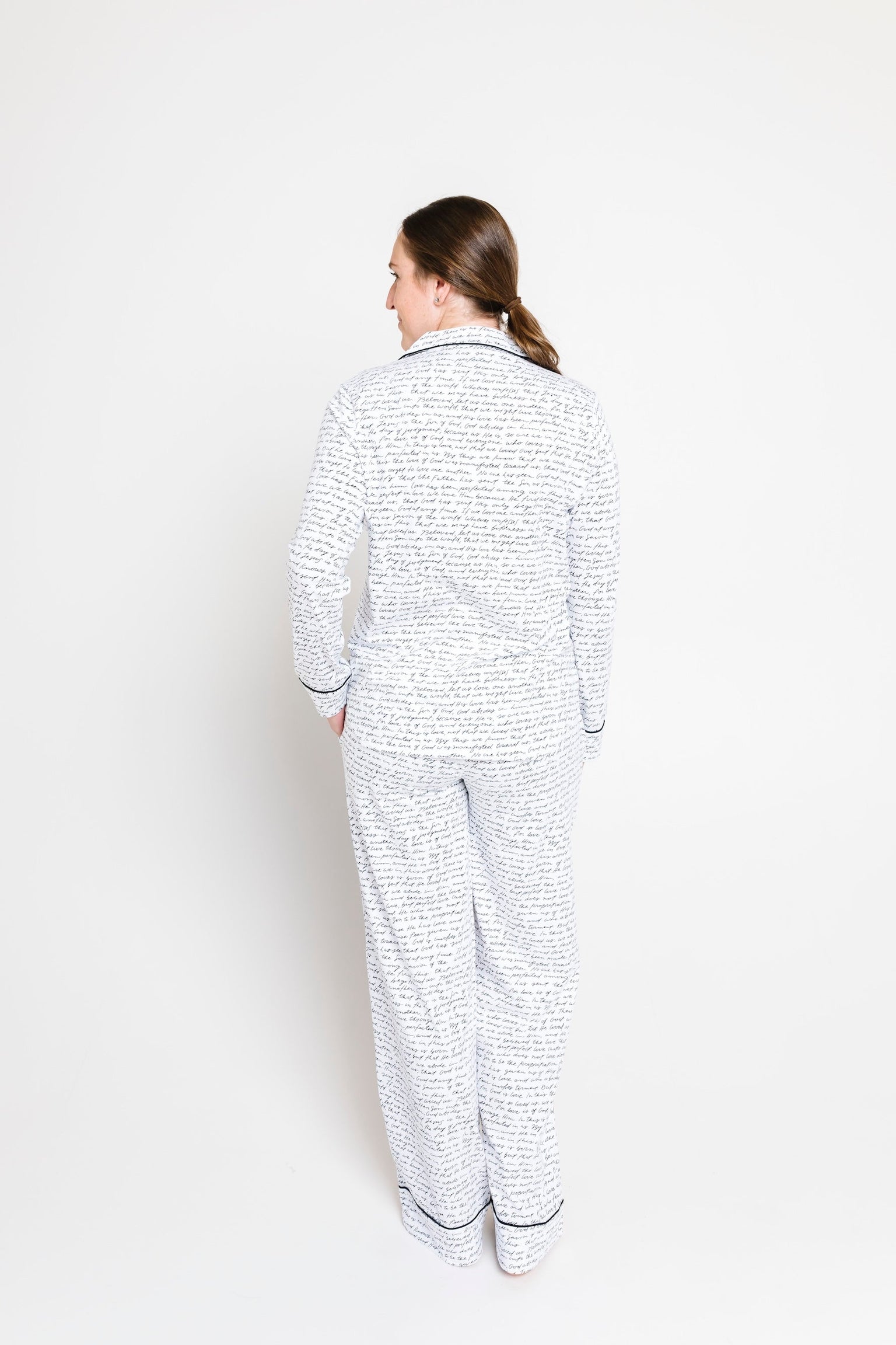 Love One Another Womens PJ Notch Collar Set Cotton