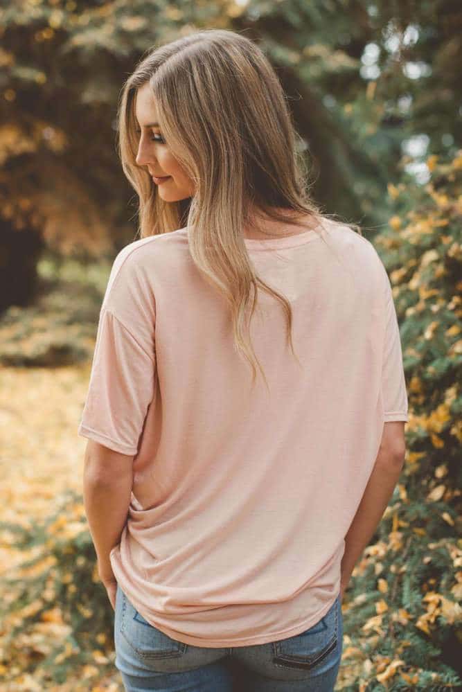 Womens Flowy Redeemed Peach Tee