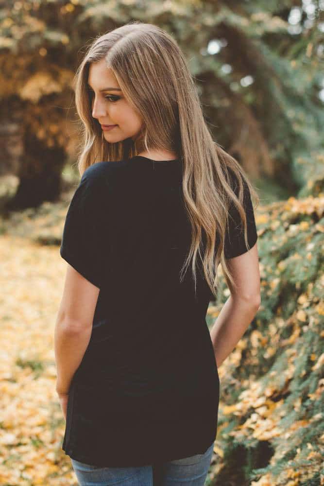 Womens Fearless Black Flowy Scoop Tee