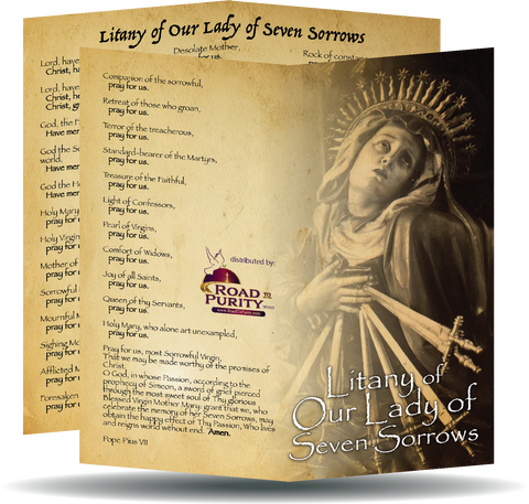 Litany of our Lady of Seven Sorrows  - Prayer Card / 3" x 6" folded (c)