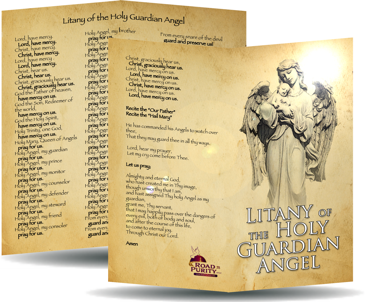 Litany of the Holy Guardian Angel - Prayer Card / 3" x 6" folded (c)