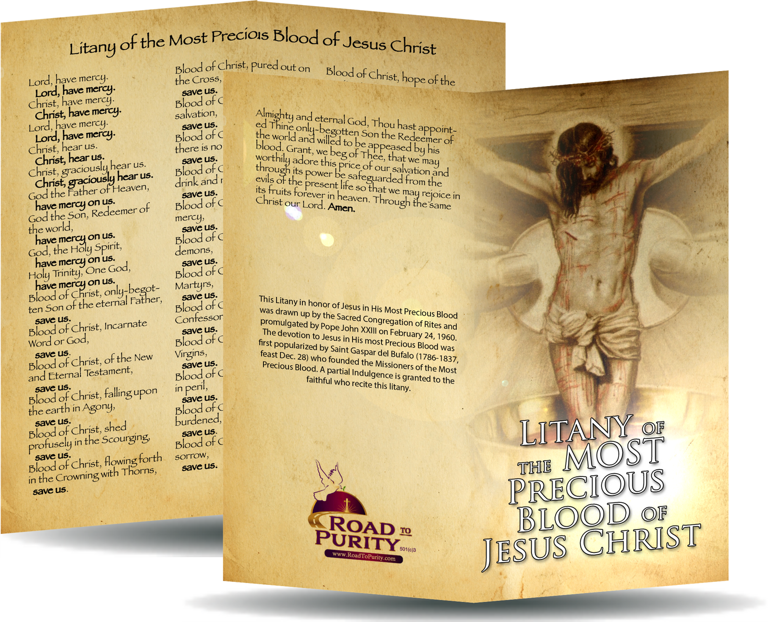 Litany of the Most Precious Blood of Jesus Christ - Prayer Card / 3" x 6" folded (c)