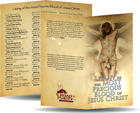 Litany of the Most Precious Blood of Jesus Christ - Prayer Card / 3" x 6" folded (c)