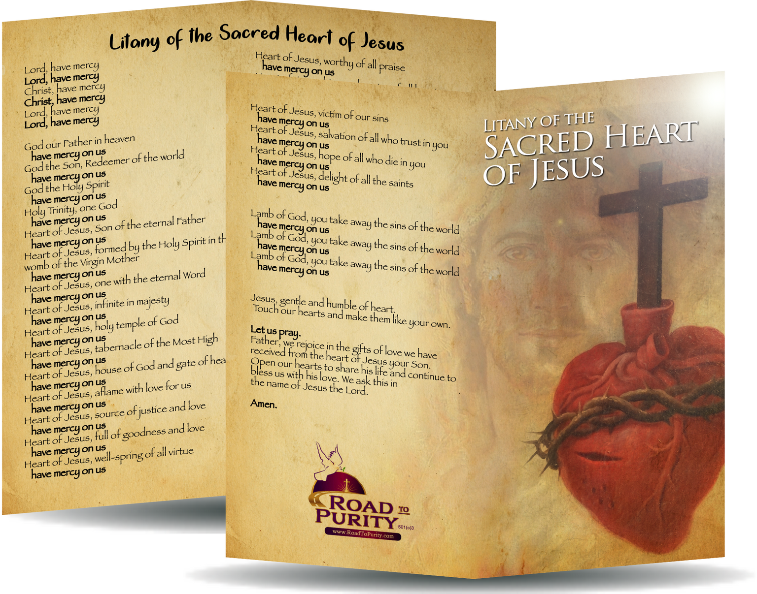 Litany of the Sacred Heart of Jesus - Prayer Card / 3" x 6" folded (c)