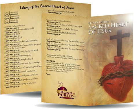 Litany of the Sacred Heart of Jesus - Prayer Card / 3" x 6" folded (c)