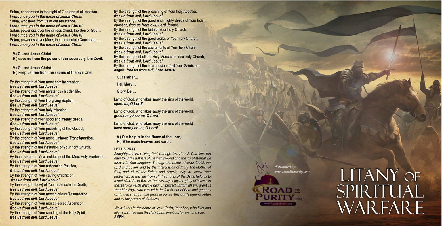 Litany of Spiritual Warfare - Prayer Card / 3" x 6" folded (c)