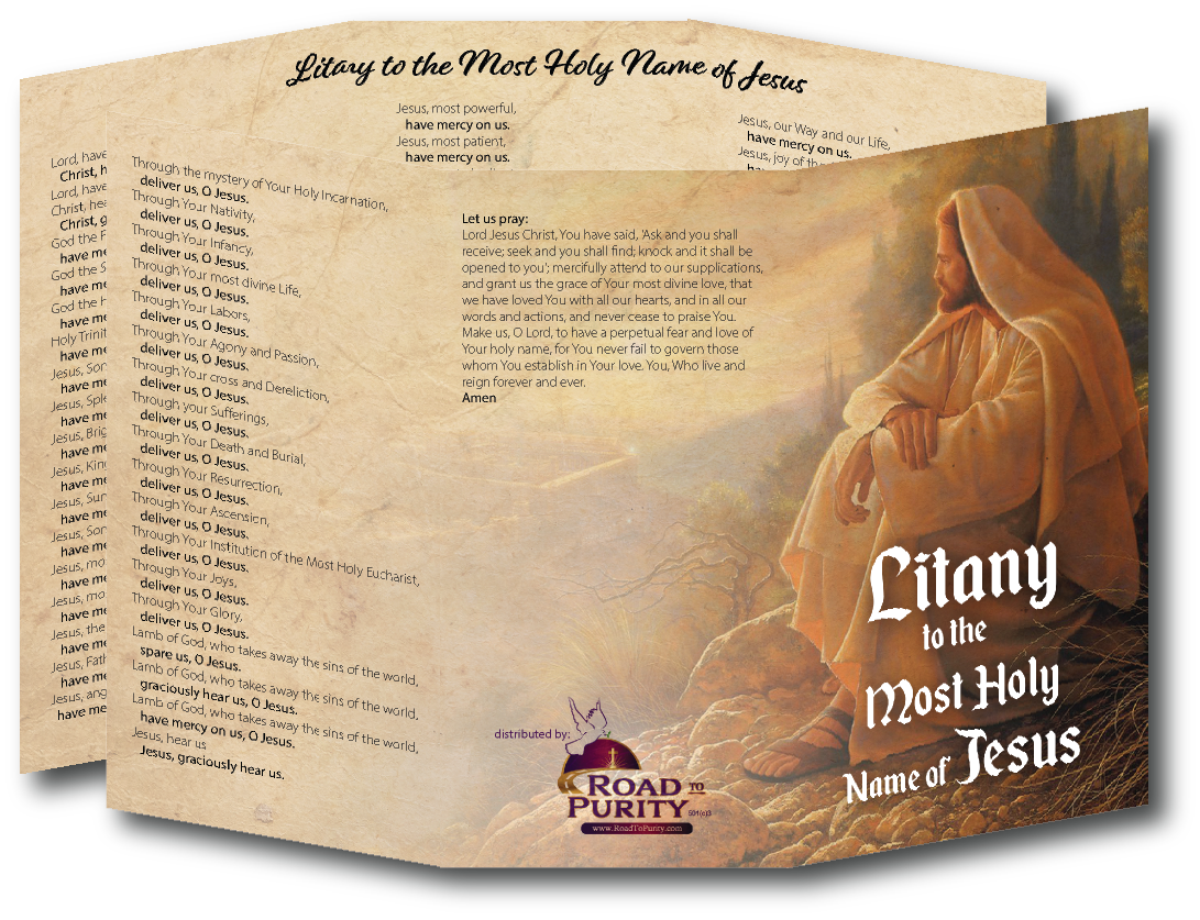 Litany to the Most Holy Name of Jesus  - Prayer Card / 3" x 6" folded (c)