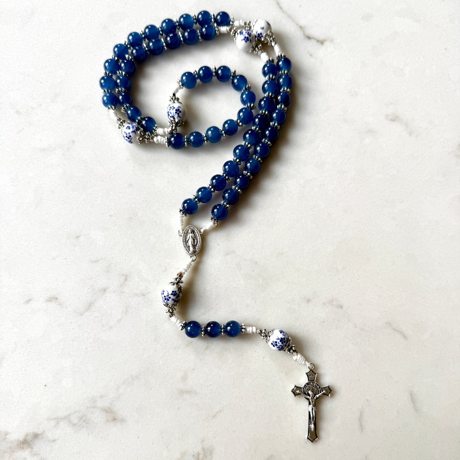 Marian Blue Glass Bead Rosary Bundle