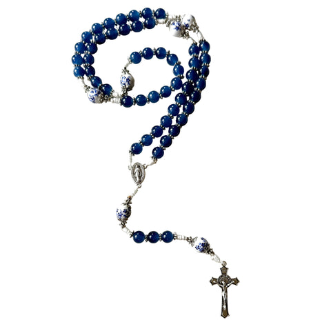 Marian Blue Glass Bead Rosary Bundle