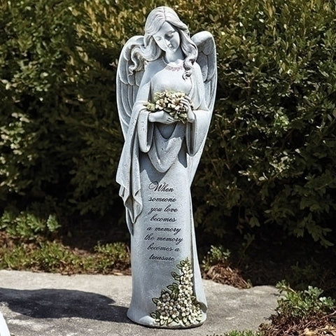 22.75"H Memorial Angel with Flower Garden Statue