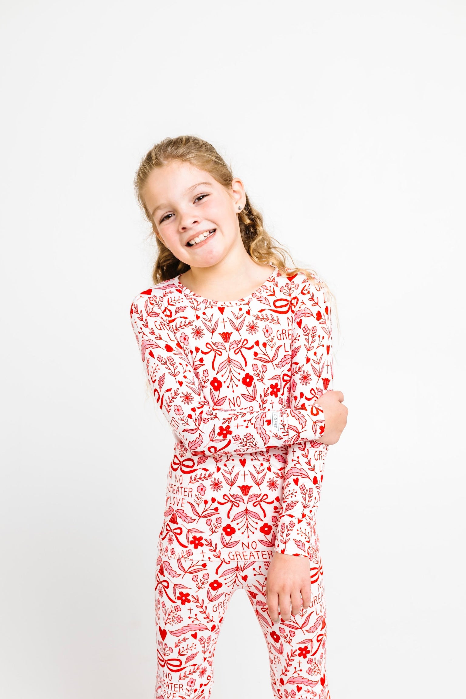 No Greater Love Pink PJ Long Sleeve Set Cotton