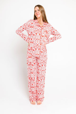 No Greater Love Pink Women's PJ Notch Collar Set Bamboo