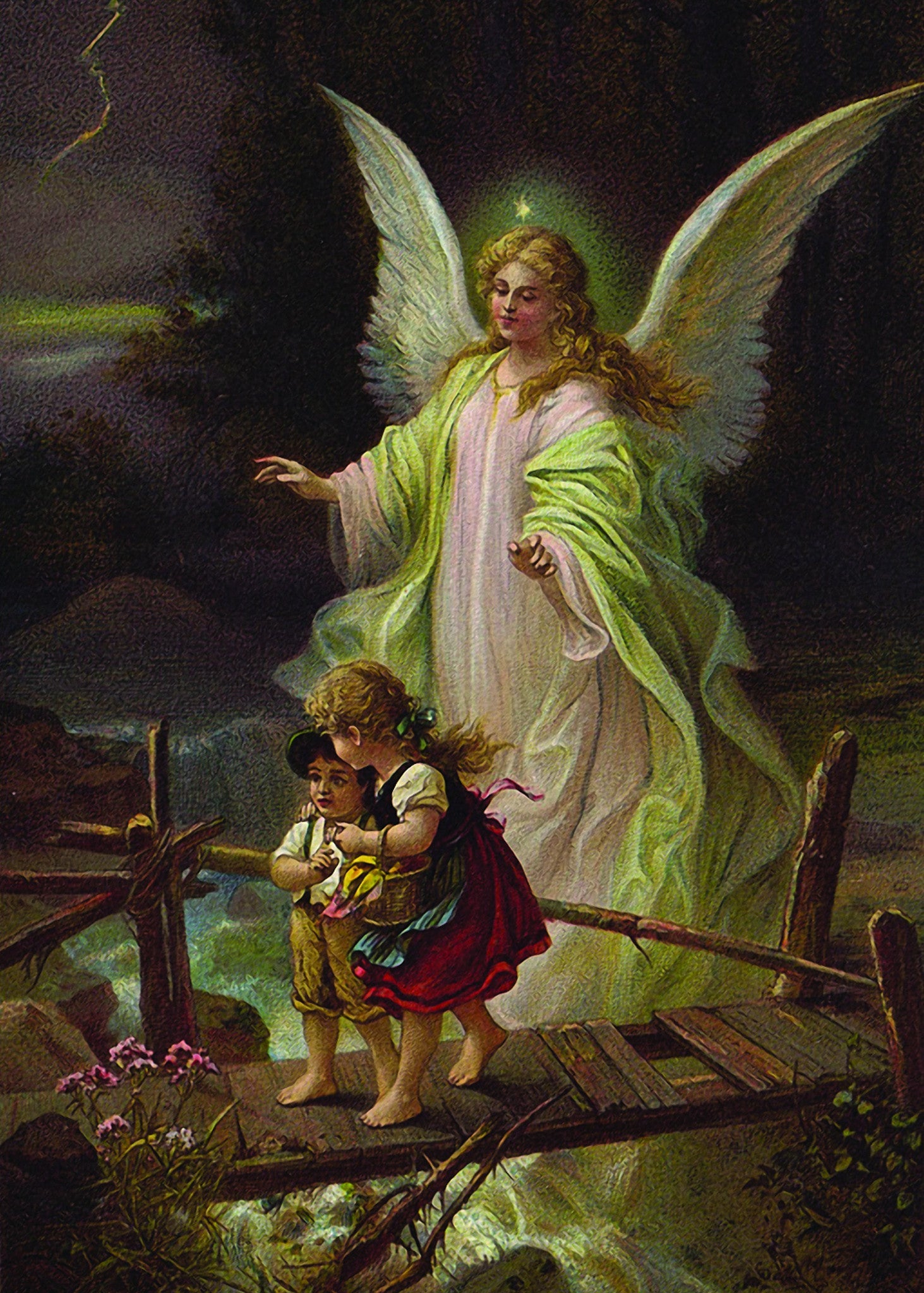 Guardian Angel with Children on Bridge Print 5X7