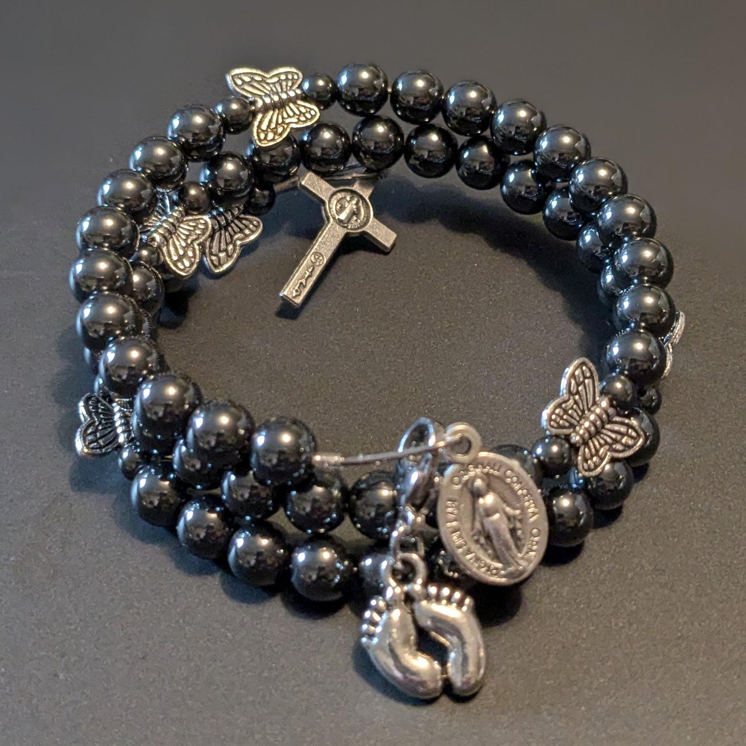 Precious Feet Butterfly Rosary Bracelet Wrap