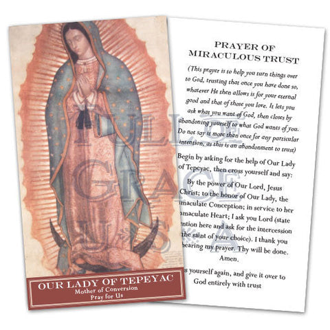 Our Lady of Tepeyac - Prayer of Miraculous Trust Holy Card