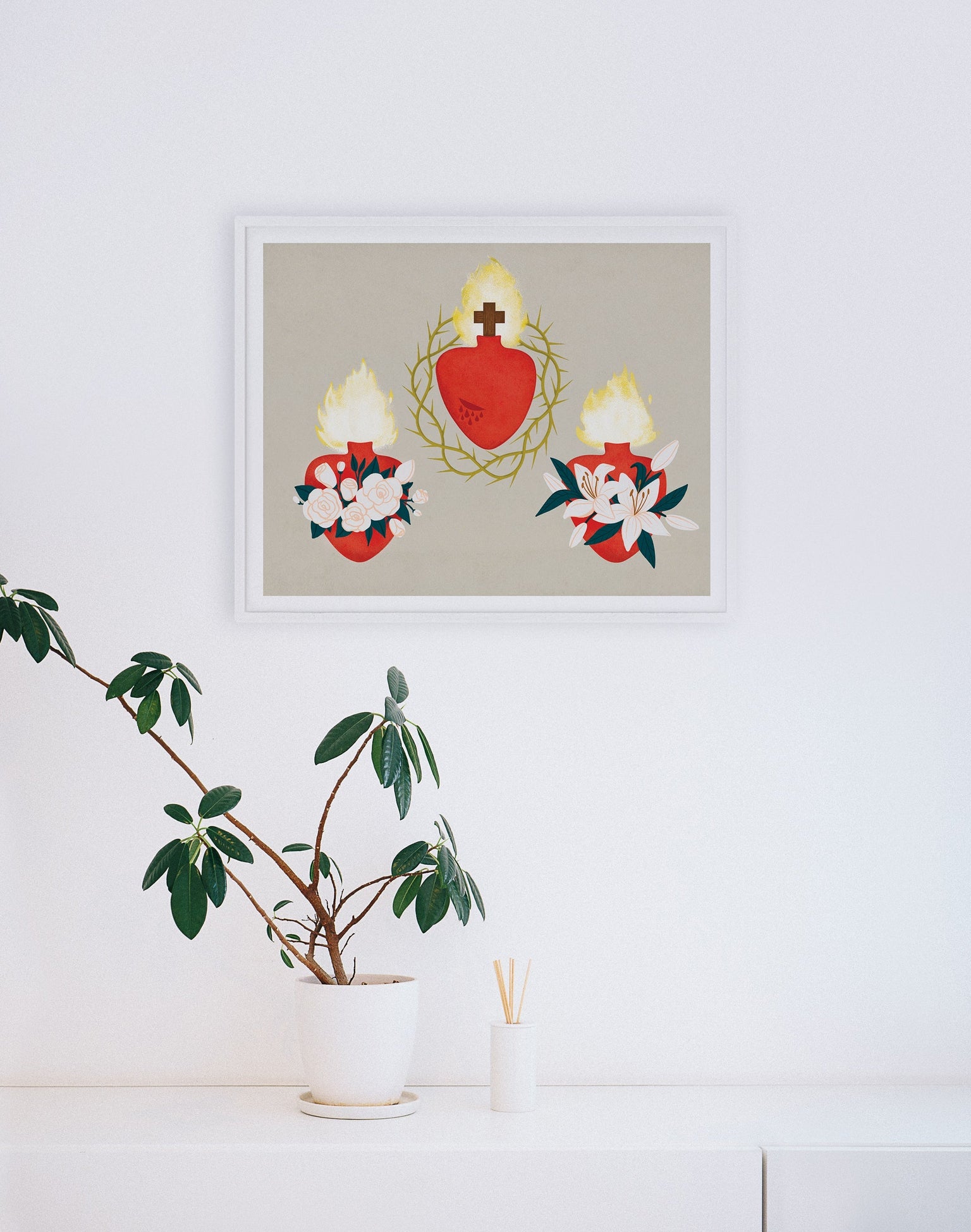 Print: Holy Family Hearts Trio, 14x11